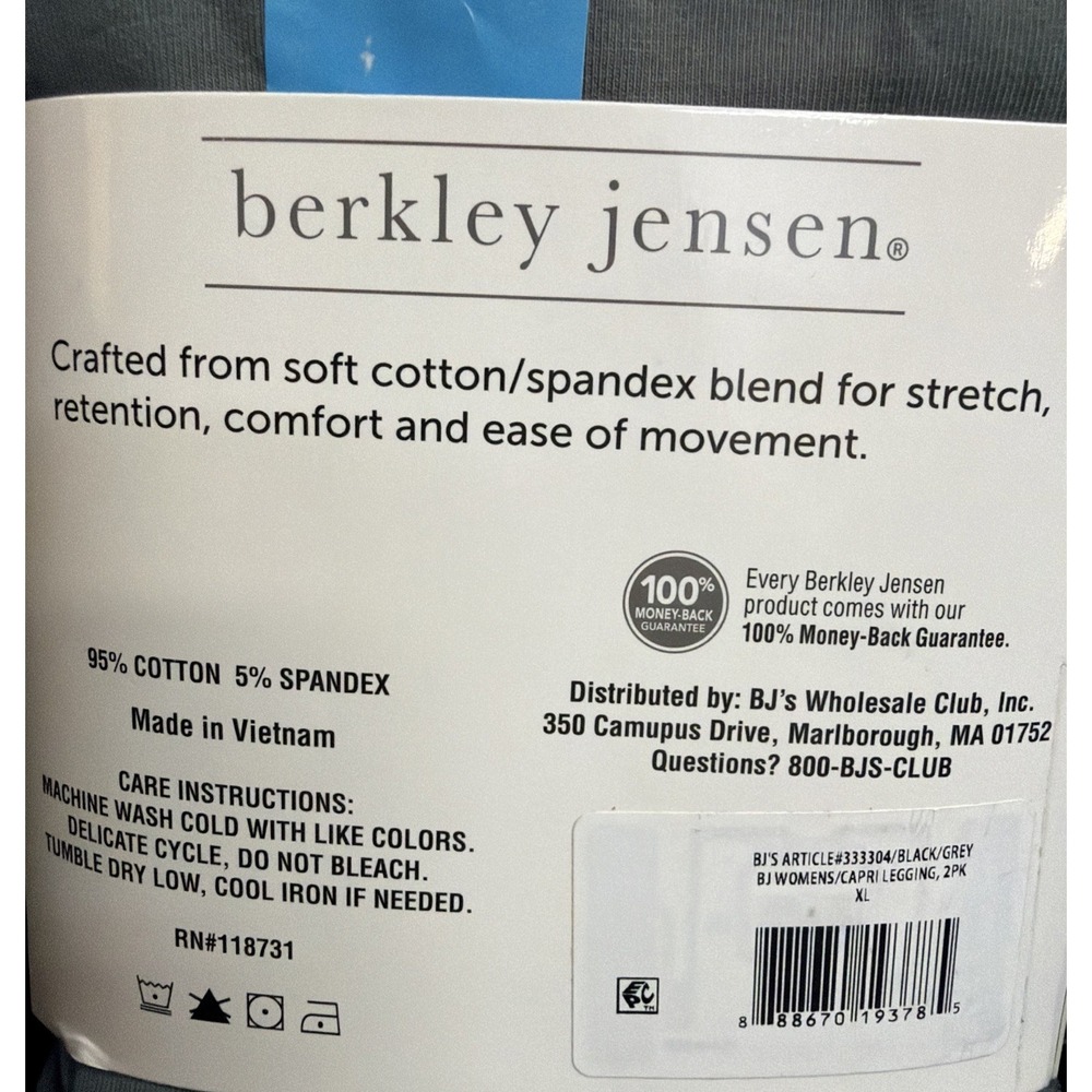 Berkley Jensen Women's Capri Leggings 2-Pack, Black/Grey, Size X-Large - Picture 5 of 6